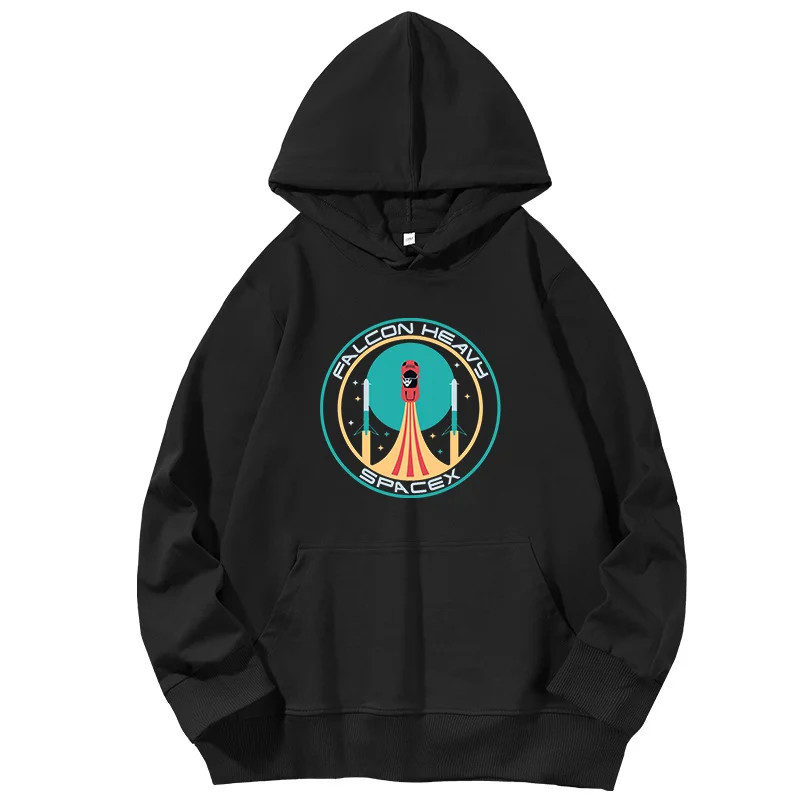 

Heavy Falcon Space X Patch Elon Musk Spacex graphic Hooded sweatshirts cotton Hooded Shirt Spring Autumn hoodie Man sweatshirts