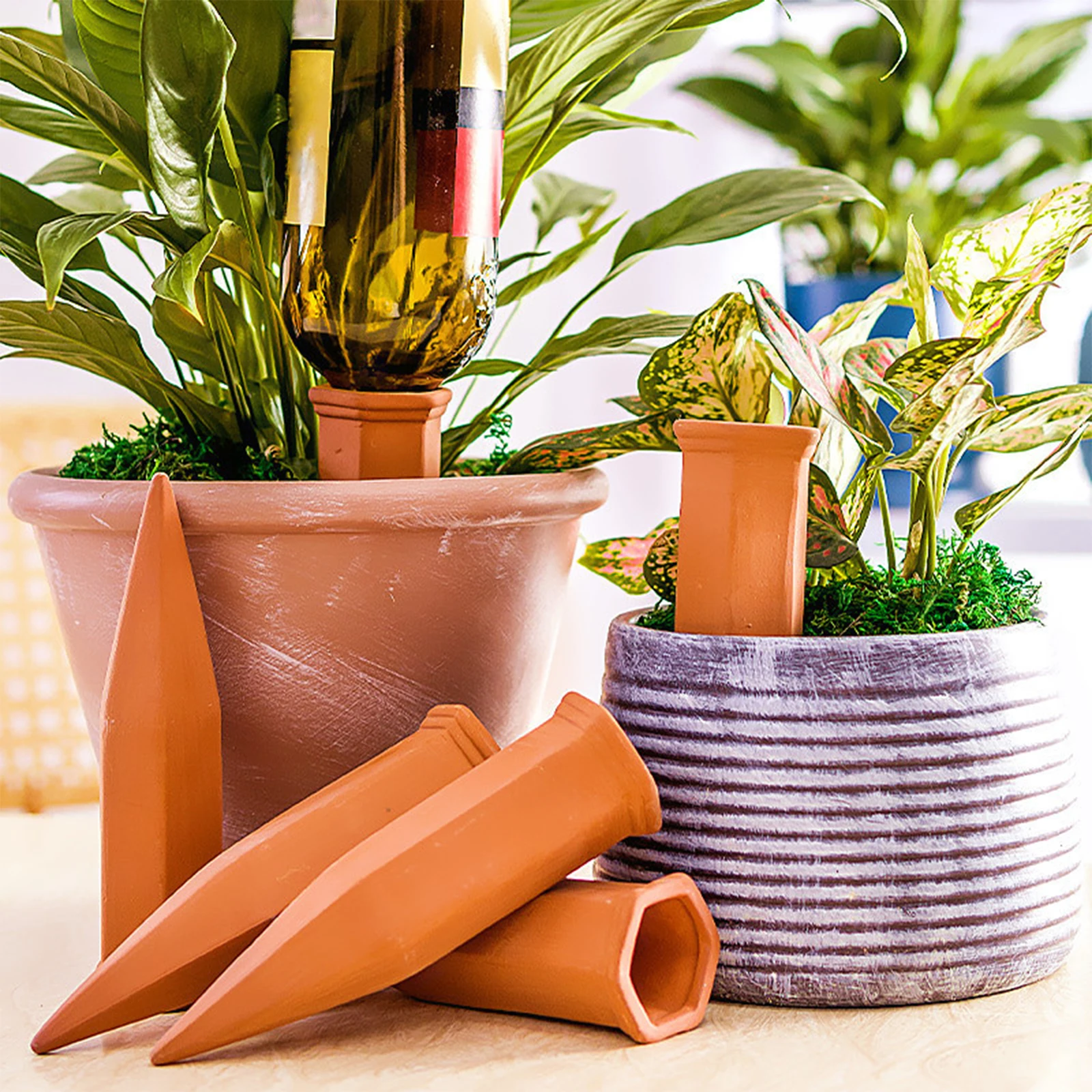 Set di 4 sfere per irrigazione automatica per piante da interno e da esterno, irrigazione a goccia automatica con punte in terracotta | Leroy Merlin