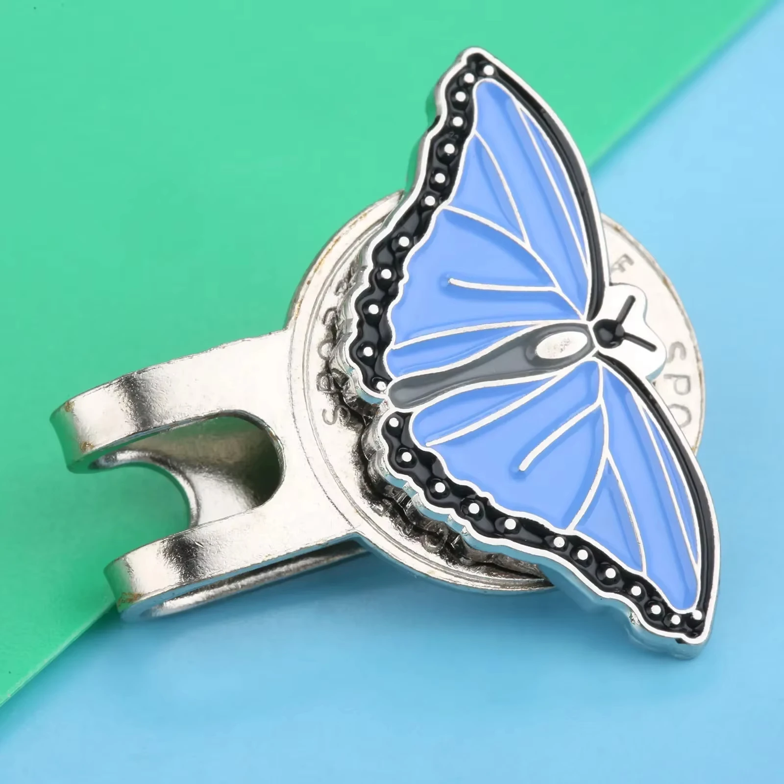 Professional Alloy Golf Cap Clip Metal Magnetic Hat Visor Clips Golf Ball Aiming Marker Golf Training Aids - Butterfly Design