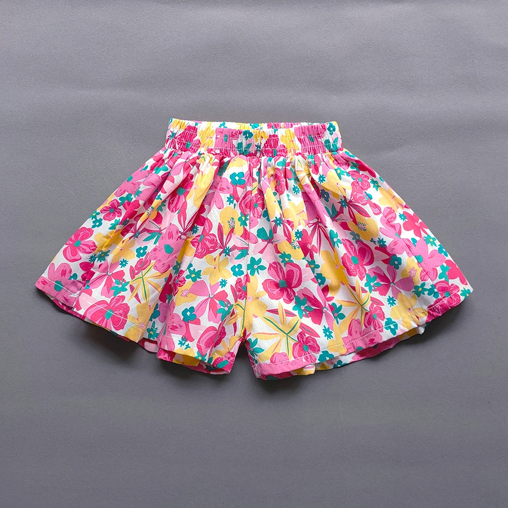 Sweet Girls Flower Culottes Summer Baby Girl Fashionable Children's Floral Wide-Leg Hot Pants Kids Girls Mini Shorts kids shorts