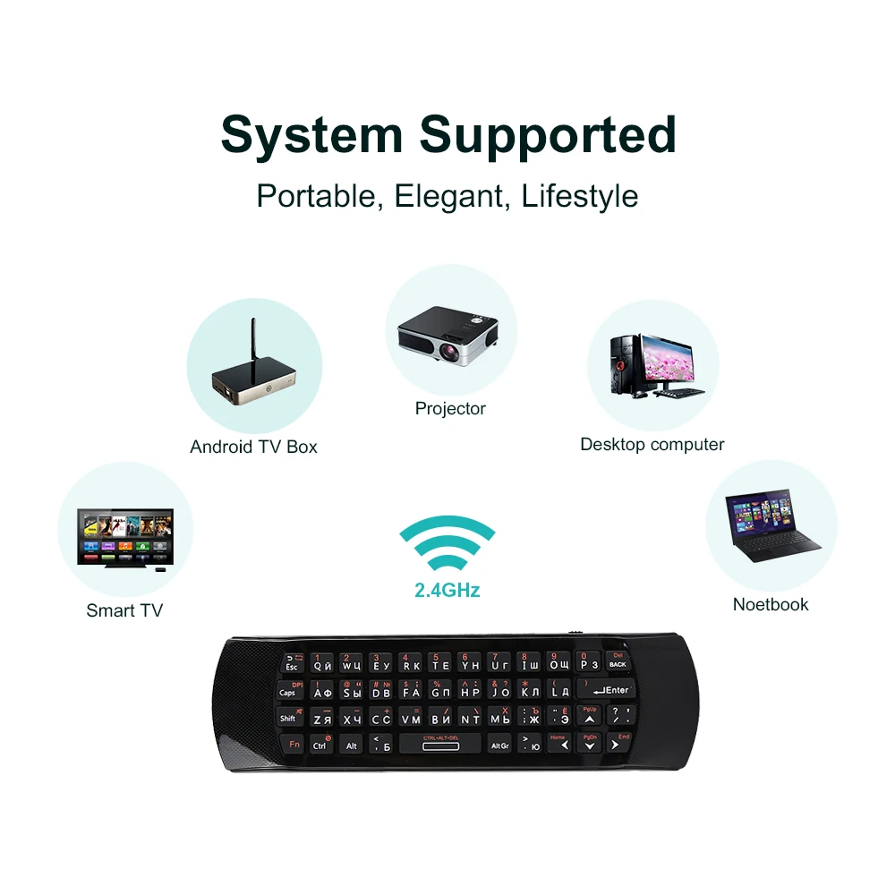 Rii I25 Russo Árabe 2.4g Mini Wirless Teclado Voar ar Mouse Controle Remoto para pc Htpc Iptv Inteligente Android Google Caixa de tv - Imagem 5