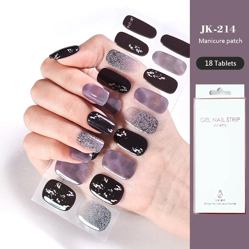 18+6Tips/Set Gel Nail Sticker Semi Cured UV Lamp Accept Spot Nail Art Sticker Nails Manicure