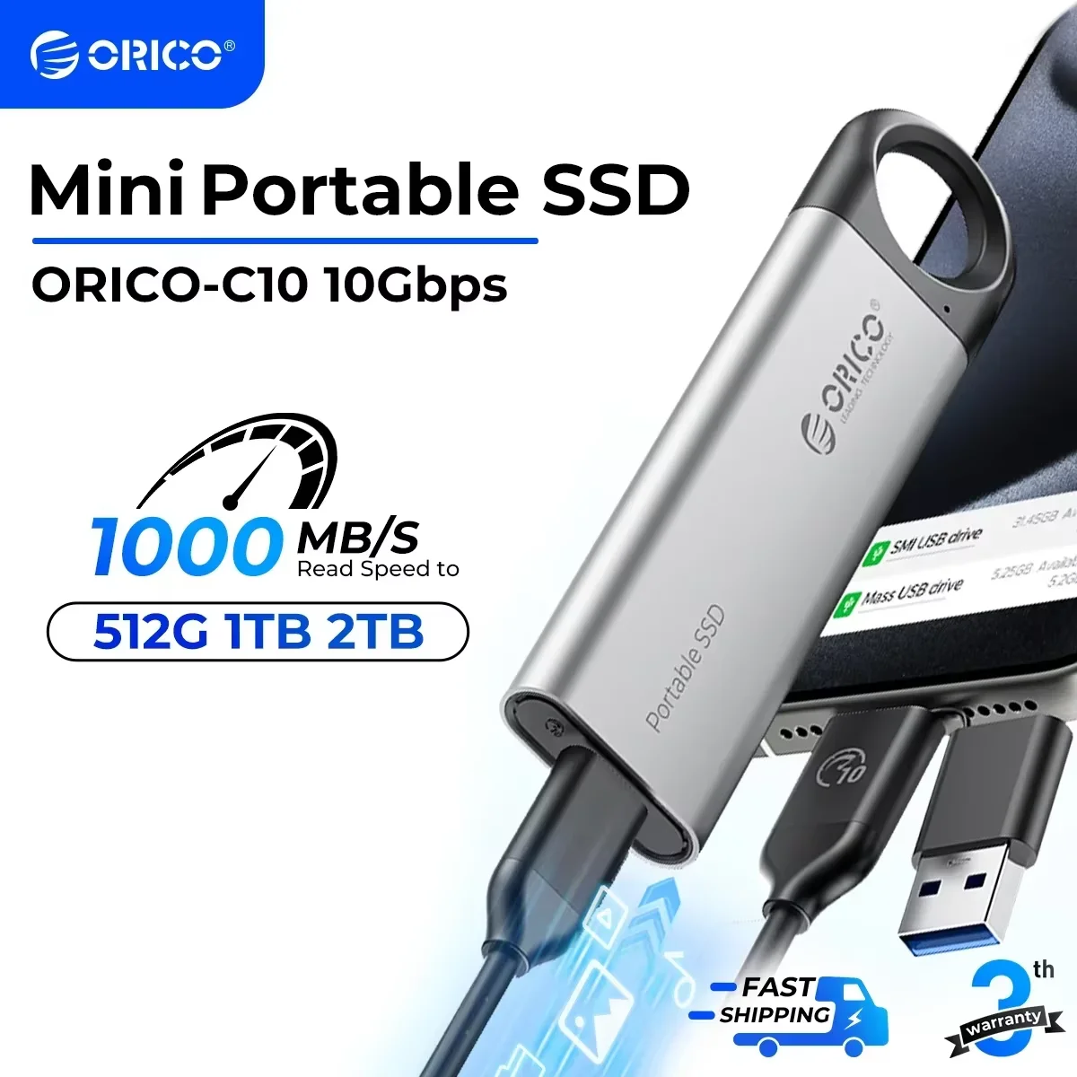 ORICO C10 ポータブルSSD 1TB 145928-9-