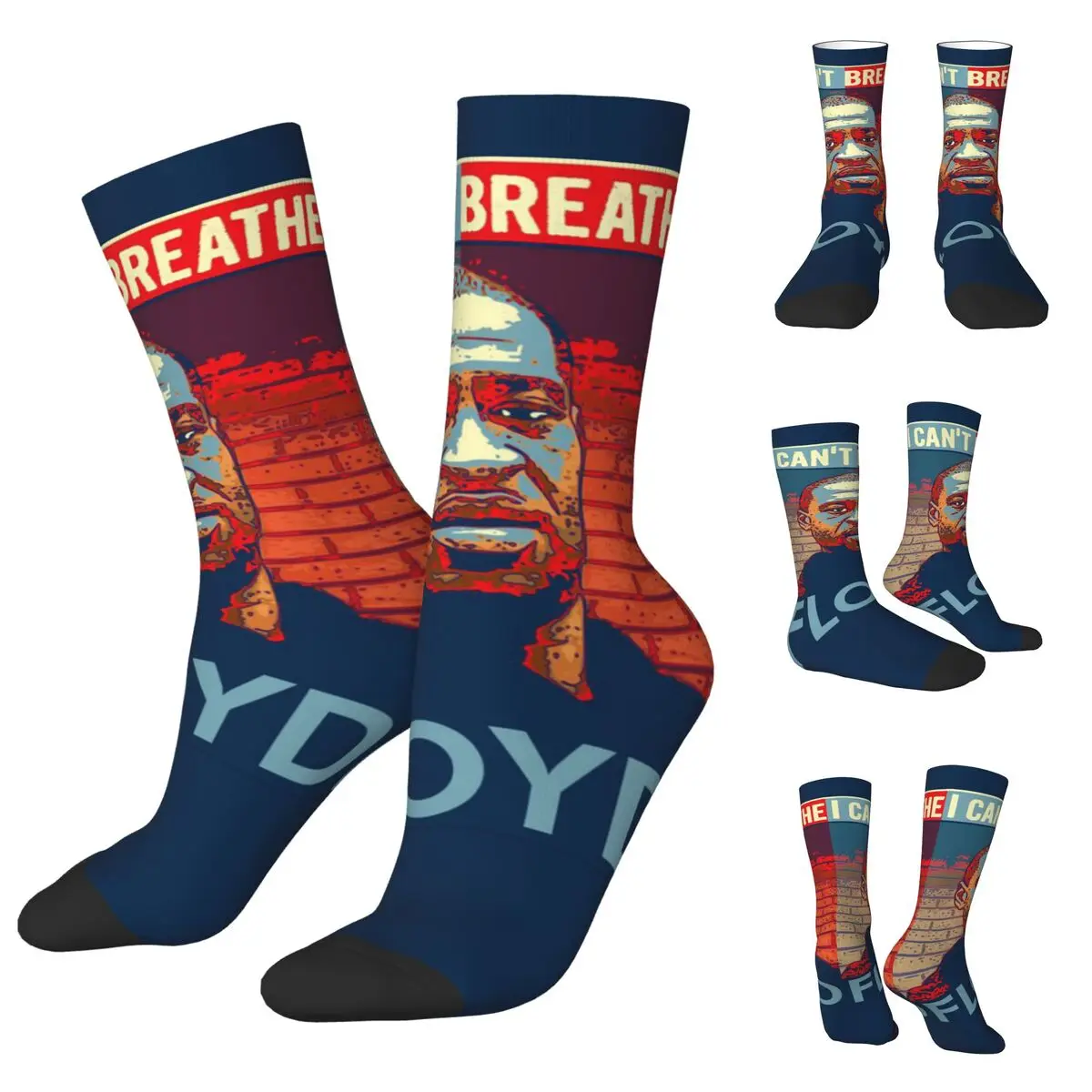 

George Floyd I Can't Breathe cosy Unisex Socks,Running Happy 3D printing Socks,Street Style Crazy Sock