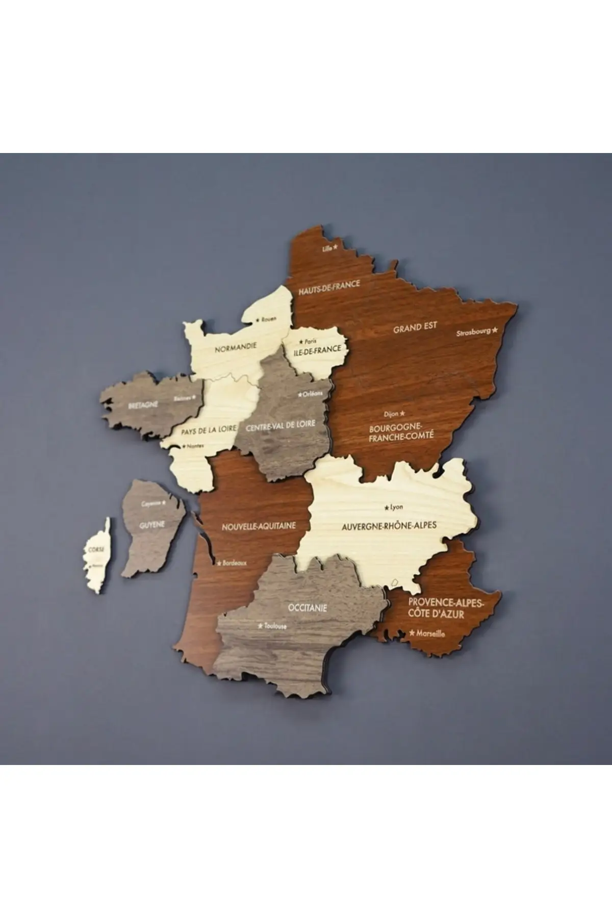 

3d Wooden France Map Multilayer Decorative Hotel Office Living Room Wooden Wall Decor Table Sign Pins Home Gift Art Posters