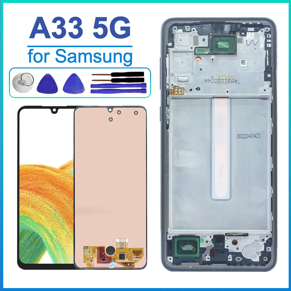 Schermo AMOLED da 6,4'' per Samsung Galaxy A33 5G, Display LCD con Touch Screen e Digitalizzatore per Samsung A33 5G A336E A336B A336M