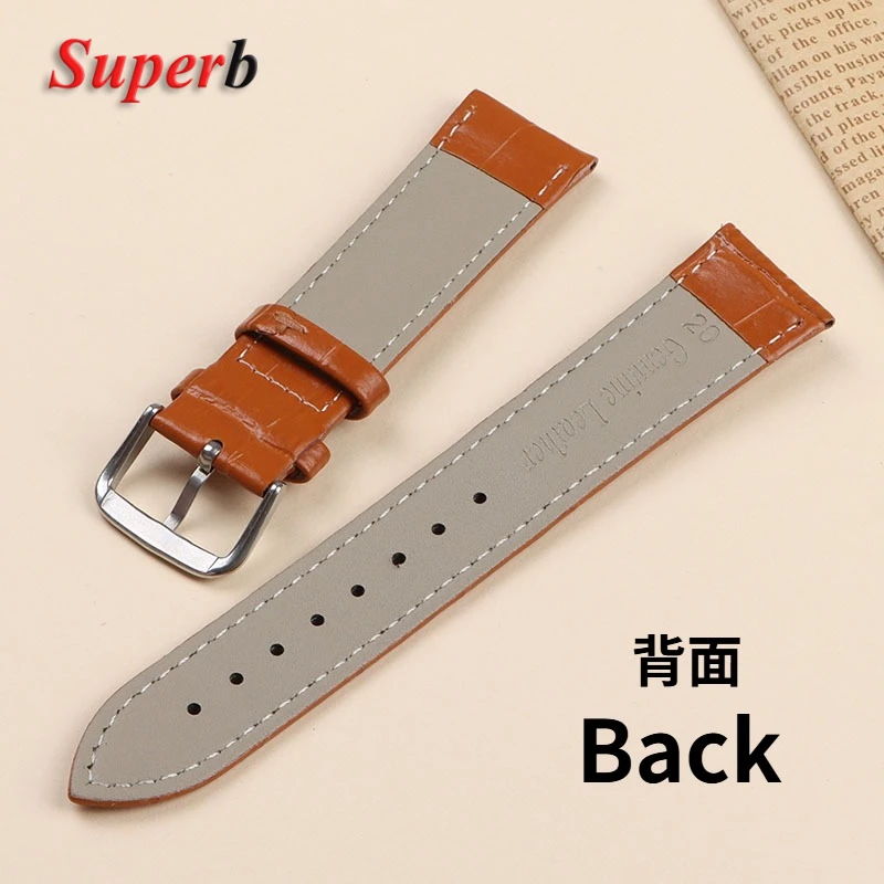 Luxurious Calfskin Leather Watch Strap with Slub Texture – Universal Watchband Accessory