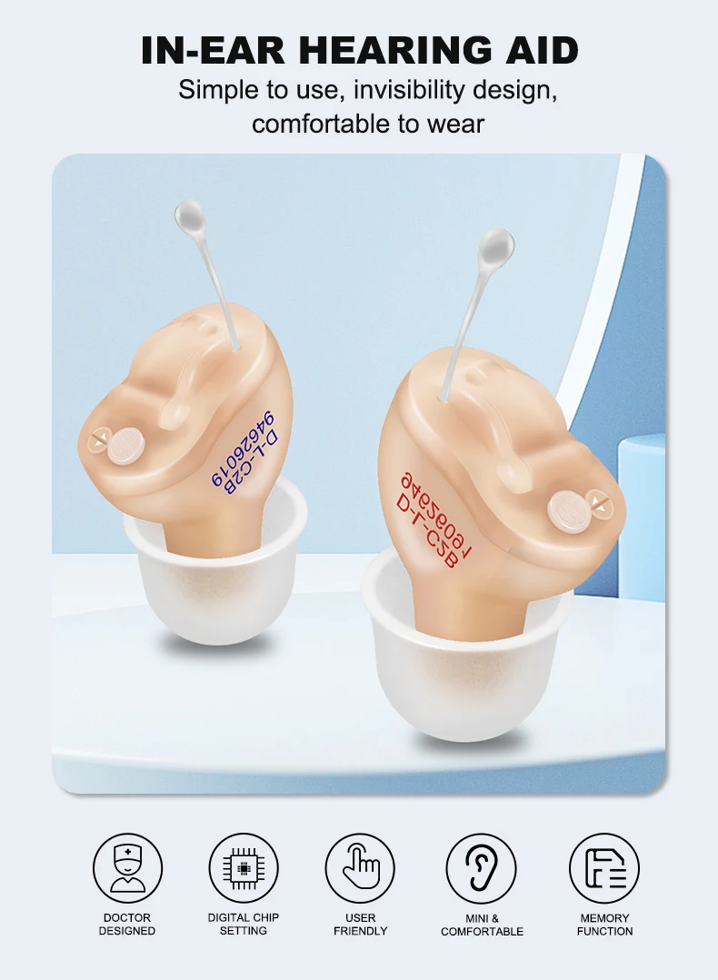 Description Picture 3 of itemCIC Hearing Aid Intelligent Sound Amplifier Invisible Hearing Aids For Deafness/Elderly With A10 PR70 Battery Portable Audifonos