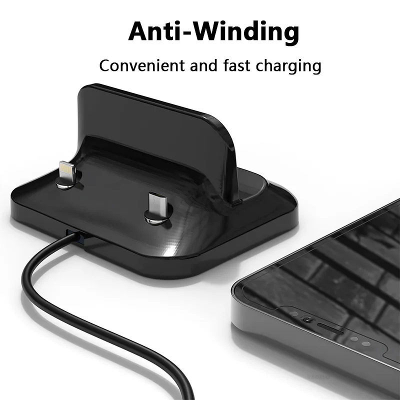 VAORLO 3-IN-1 Magnetic Phone Charger Stand Holder Micro USB Type-C