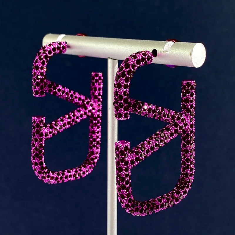 Bobokiki Jewelry Personalized Letters Titanium Steel Micro-Inlaid AAA Zircon Silver Needle Luxury Palace Tassel Earrings