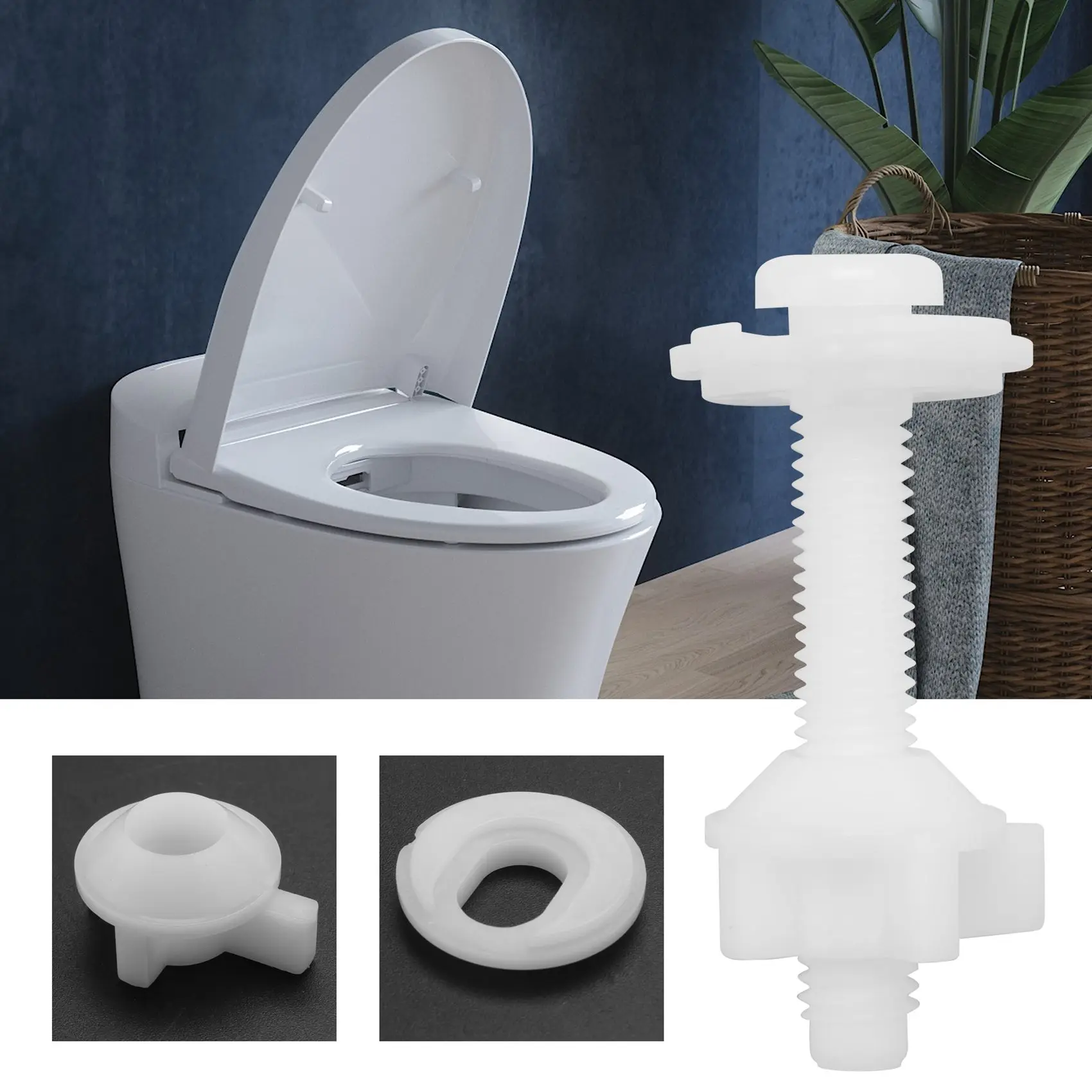 ABUH-4PCS 변기 시트 힌지 볼트 나사(플라스틱 너트 및 와셔 포함) 변기 시트 교체 부품 키트
