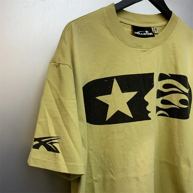 

24ss oversized HELLSTAR Marathon T-Shirt 1:1 High Quality Racing Print Pure Cotton Mens T Shirt