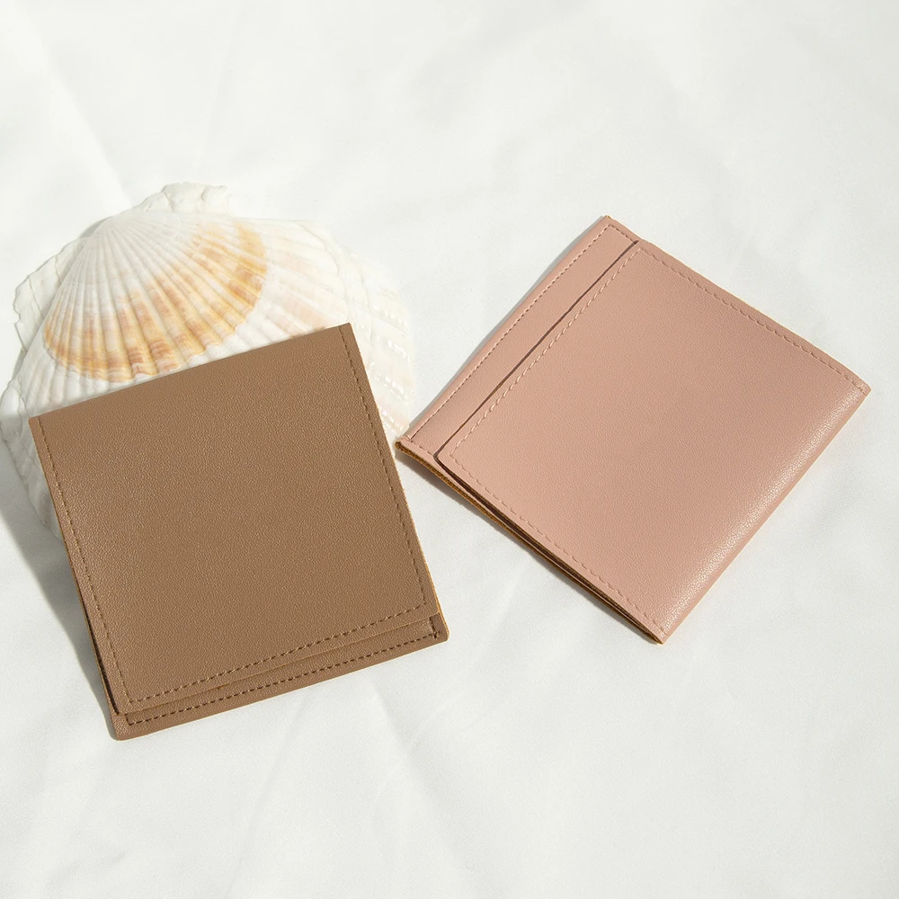 50pcs 8x8cm PU Leather Jewelry Packaging Pouches Wedding Christmas Wrapping Ring Small Envelope Gift Bags Travel Package