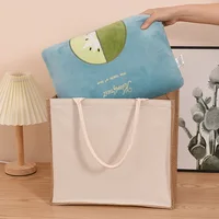 Blank DIY Painting Canvas Bags Hand Carrying Zipper Faux Linen Bags Solid Color Large Capacity Ladies Tote Shopping Bags - Image 4