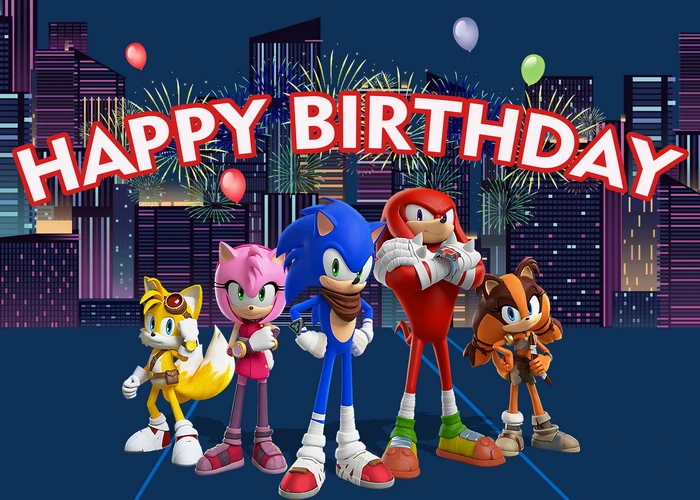 Birthday background supplies birthday backdrop decoration birthday party supplies cartoon Sonic Blue theme birthday party background decoration boy 1-9year party favors photography backdrop supply