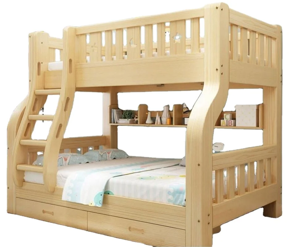

Upper and Lower Double Bunk Solid Wood Mother and Child Bed Adult Two Storey High and Low Bed Pine Children's Bed