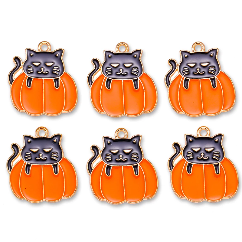 10 Stück mehrfarbige Teufel Kürbis Mumie Halloween Emaille Legierung Anhänger für Party Schmuck Armband Ohrringe DIY handgemachte Lieferungen – Detail 16