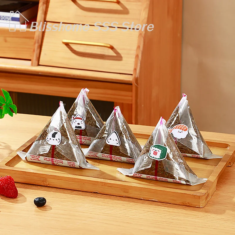 【S】10/50/100Pcs 일회용 이중층 삼각형 주먹밥 포장 가방 김 해초 오니기리 스시 가방 오니기리 랩 플라스틱