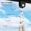 Hammock Swing Chair, Outdoor Hanging Chair with Large Cushion, Cotton Rope Weaving Macrame Swing with Chain 5