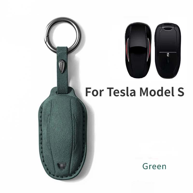 Luxurious Suede Car Key Case with Keychain and Button Protector