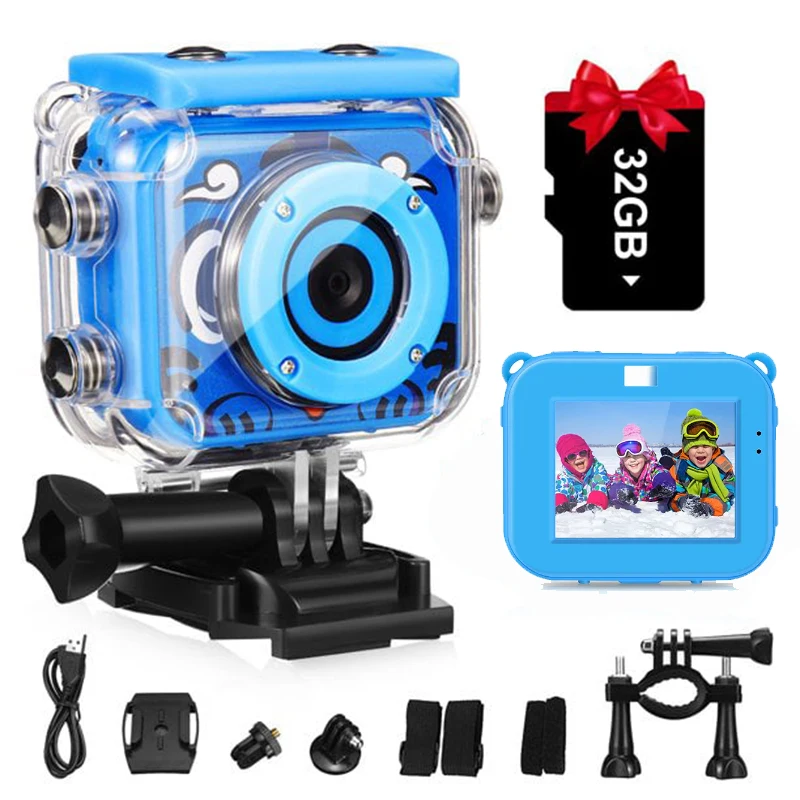 

Waterproof Kids Camera HD 1080P Underwater Children Digital Camera Outdoor Bike Action Cam Video Recording Photographer Toys