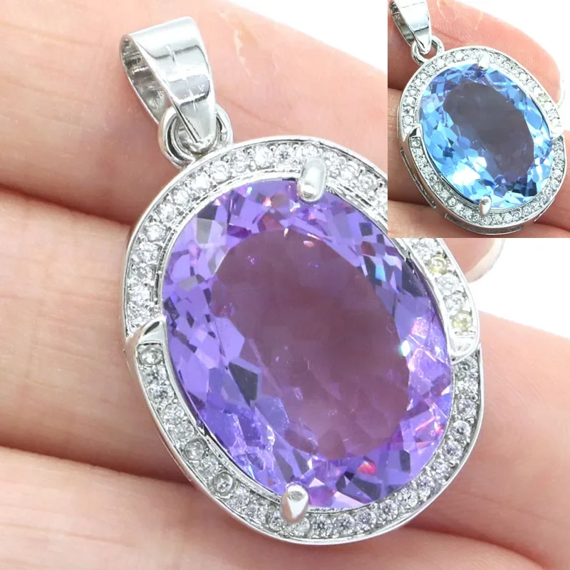 8g Real Customized 925 Solid Sterling Silver  PENDANT Fantastic Changing Zultanitel Alexandrite Topaz Kunzite London Blue CZ Dai