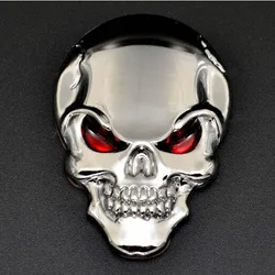 Car Motor stickers 3D Bicycle Stickers Skull Bone scooter Sticker Metal Chrome Sliver Car Emblem Badge Decal