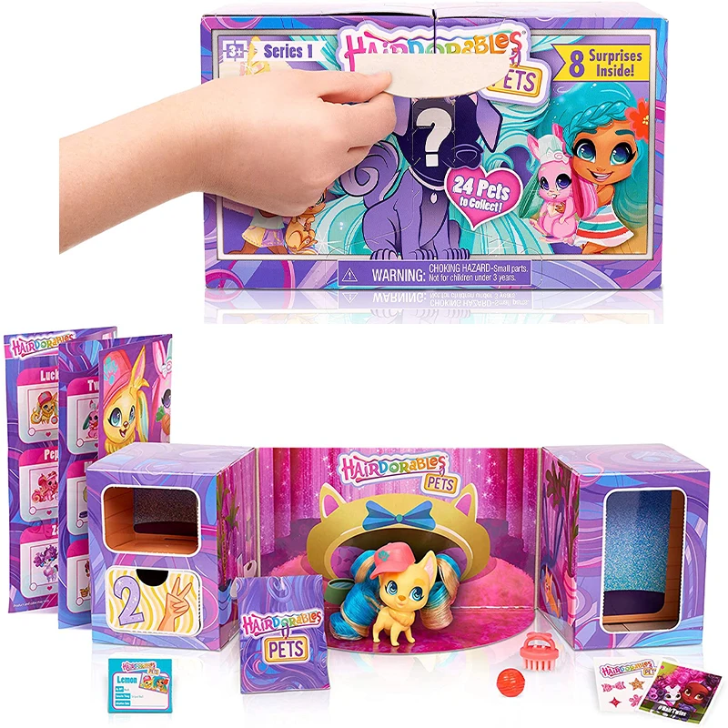 Original Series 1 Hairdorables Pets Set Surprise Doll Playset Hair Version Doll Collectible Anime Figure Dolls Toys For Girls