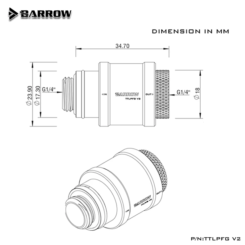Фото Barrow Mini клапан водяного останова G1/4 резьба стандарта TTLPFG V2 №2