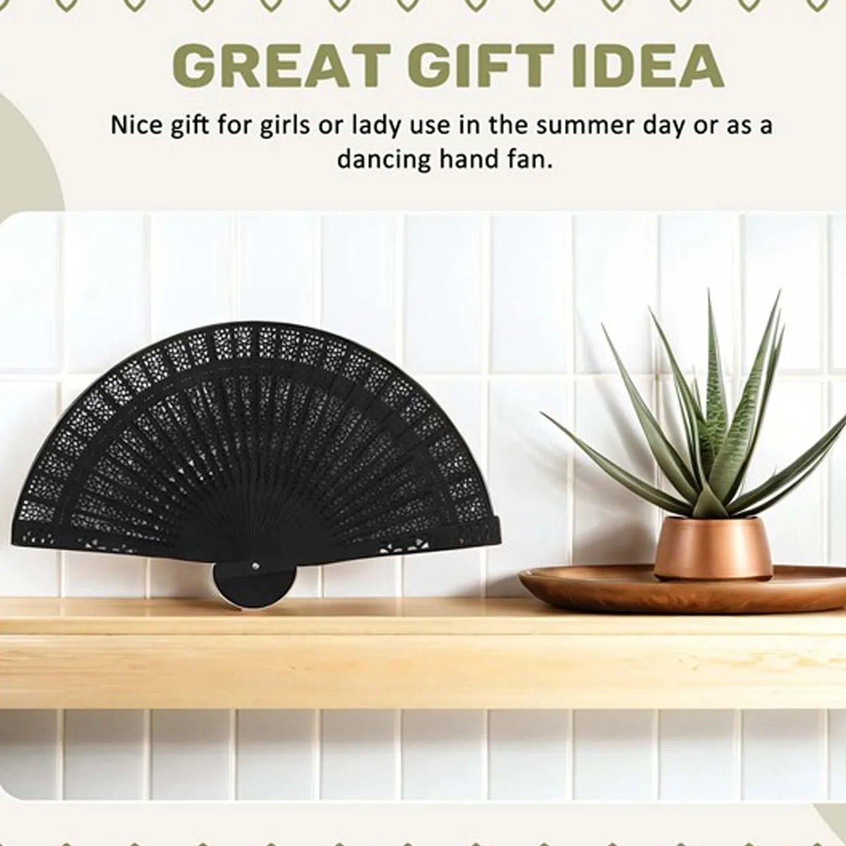 8 Inch Chinese Japanese Folding Fan Original Wooden Hand Flower Bamboo Pocket Fan For Home Decor Party Decoration-Black folding fan hand fan wooden hand fan