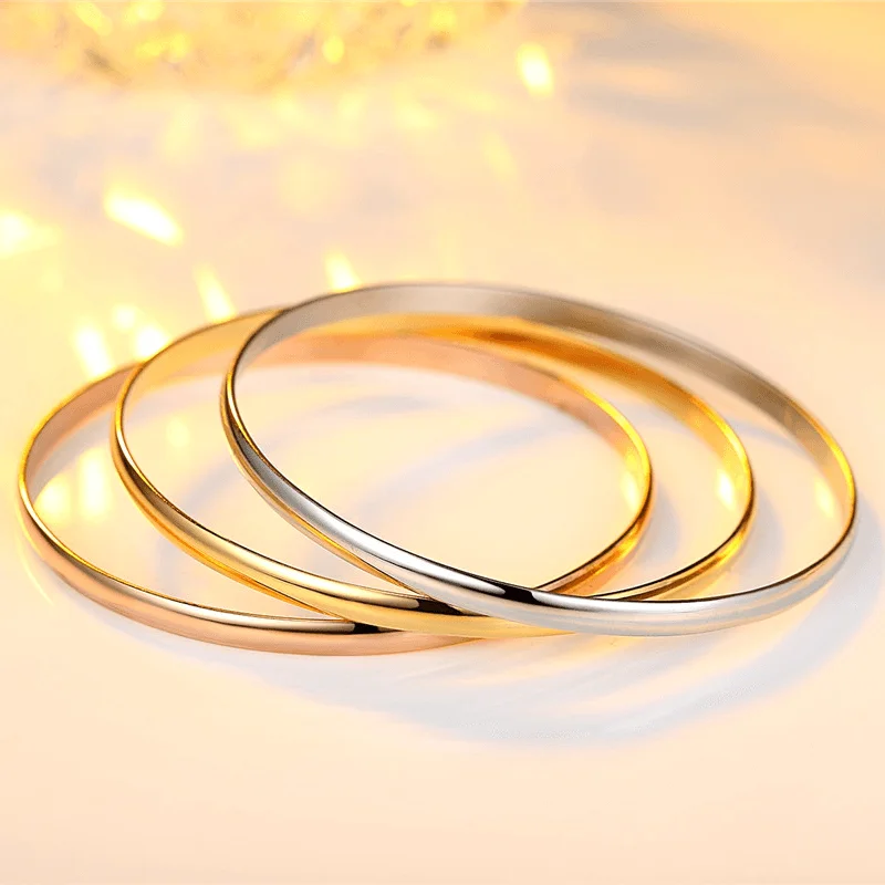 Gold Plated Stainless Steel Simple Bangle Bracelets for Women Girls Jewelry Birthday Gifts bangle bracelet stainless steel bracelet
