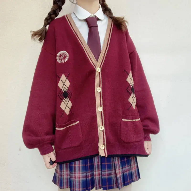 

White Cardigan Red JK Coat Kawaii Cute Sweater Autumn Y2k Sweet Women Loose Lace Patchwork Female 2021 Spring Preppy Style New