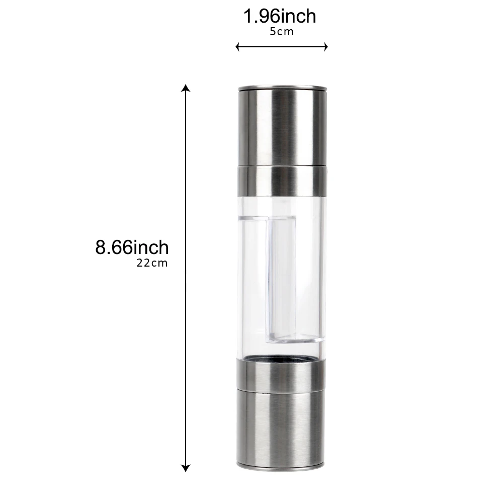 Seasoning Grinding Salt Cumin Spice Mill Pepper Grinder Shaker Stainless Steel 2 in 1 Manual