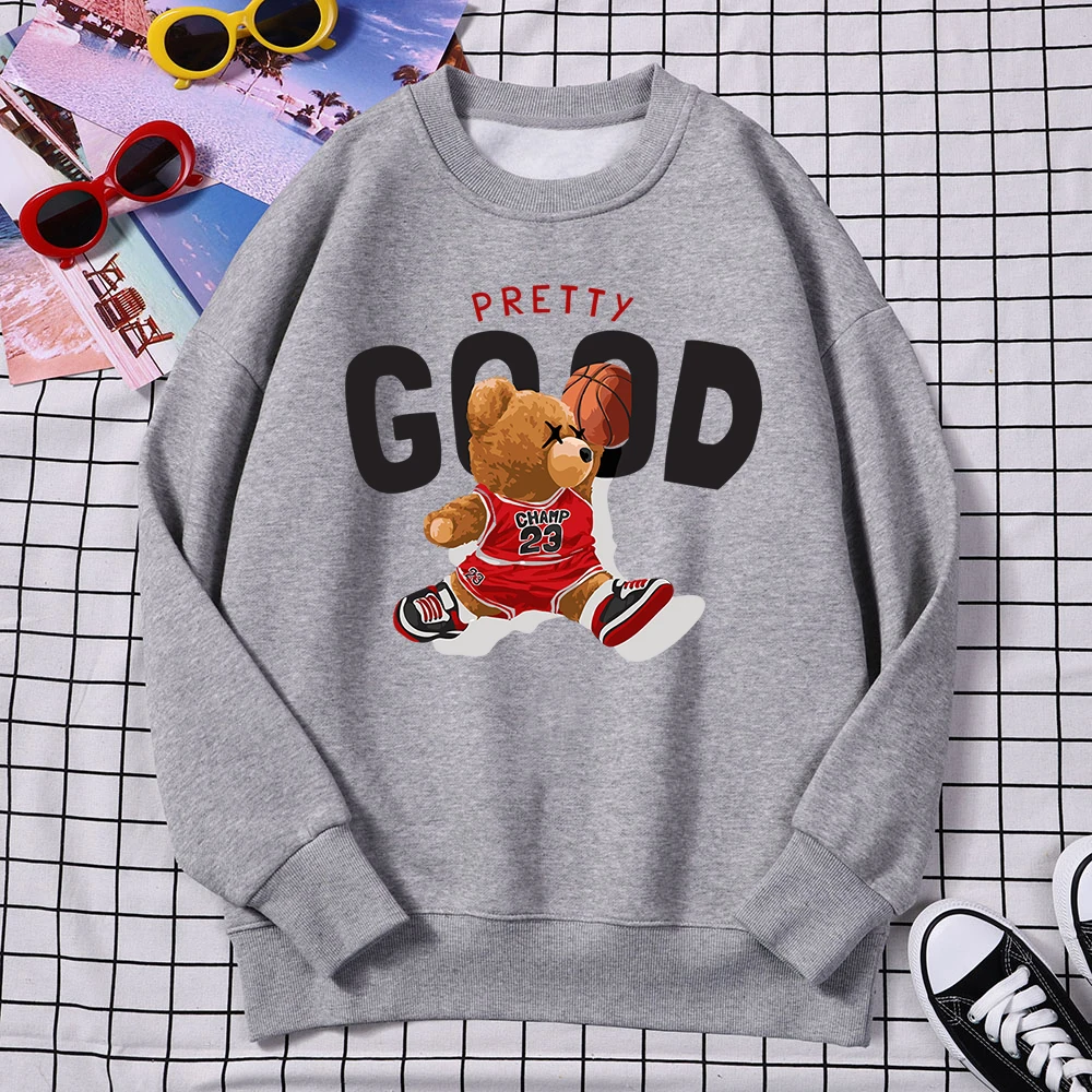 Casualwoman Pullovers Champ 23 Teddy Bear With Pretty Good