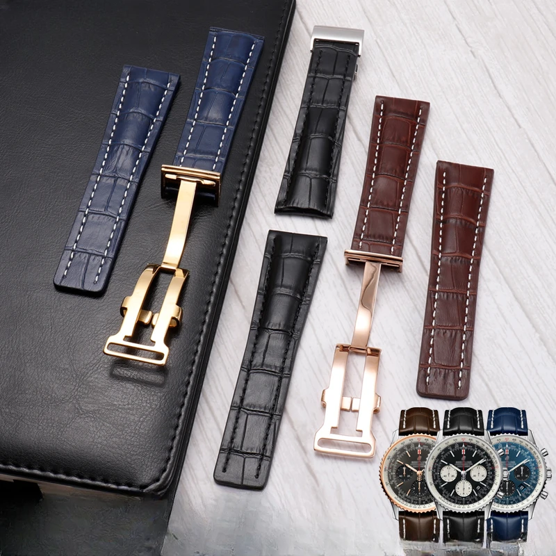 Per Breitling In Vera Pelle Da Uomo Blackbird Reconn Aircraft Avengers Challenger Cinturini Impermeabili In Pelle Bovina Da 22Mm