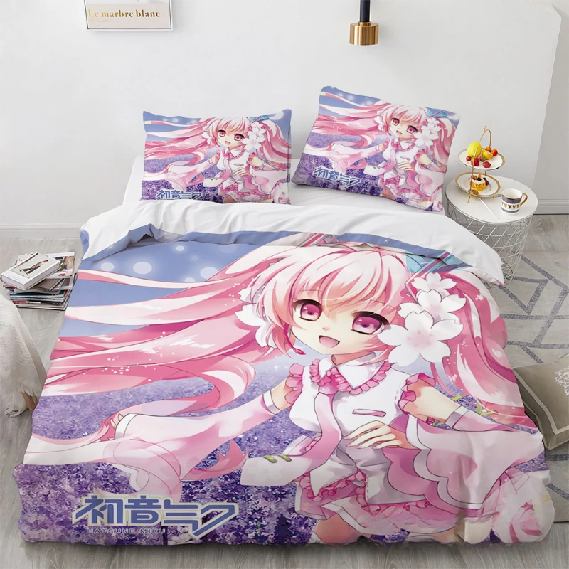 Hatsune Miku Anime 100% Polyester Beddengoed Set Dekbedovertrek Set