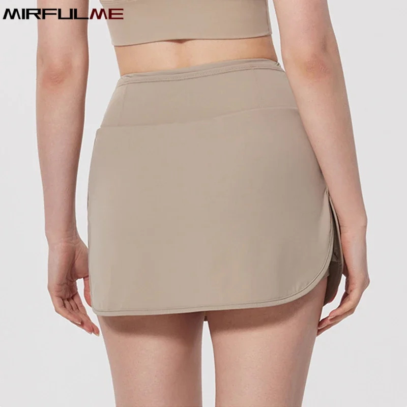 Women Tennis Skirts Fake Two-Piece Yoga Sports Skorts Unti-UV Badminton Shorts Running Short Skirt Gym Golf Skort With Pocket