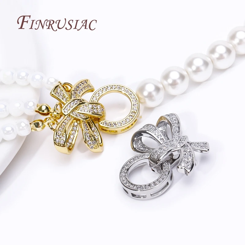 

Fashion DIY Jewelry Connector Clasps 18K Gold Plated Brass 3 Rings Bowknot Bracelets Clasps Fastener Components Accessories