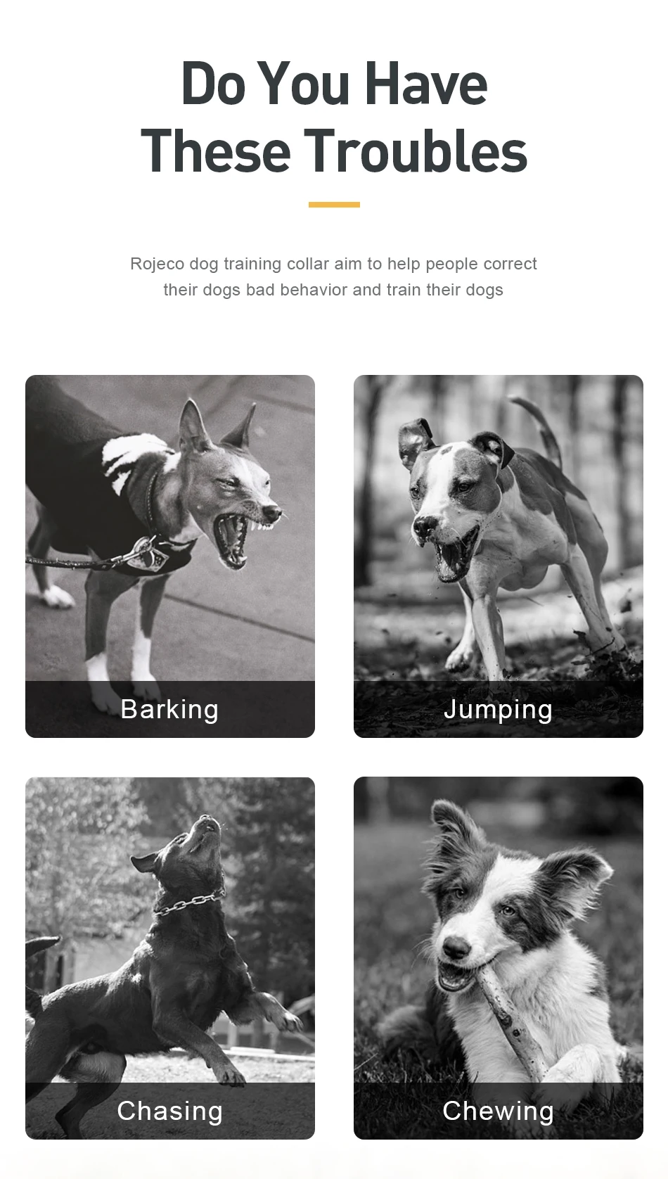 ROJECO 1000 m elektrisches Hundetrainingshalsband, ferngesteuertes Trainingshalsband für Haustiere, wiederaufladbar, für Hunde, Bellenkontrolle, Stoppschock-Halsband – Detail 6