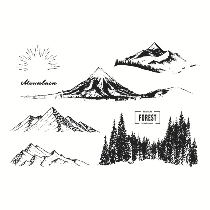 Clear Stamps for Scrapbooking Decorations for Sun Snow Mountain Silicone Seal Stamps clear stamps clear rubber stamps