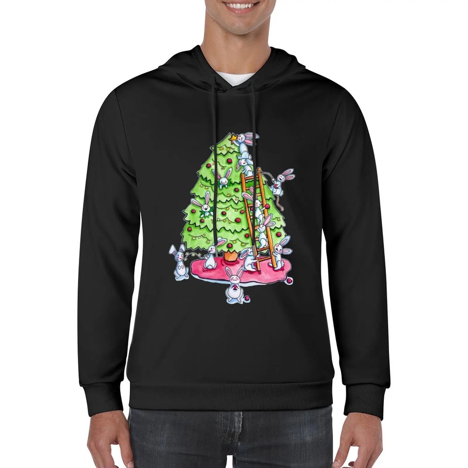 

New Everybunny Loves a Christmas Tree Pullover Hoodie men's coat streetwear men new in hoodies and blouses