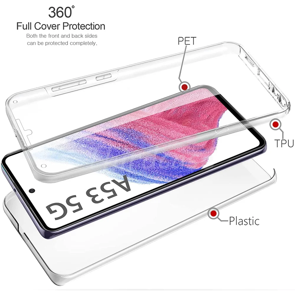 Funda para Samsung Galaxy A14 5G, Samsung A14 5G con protector de pantalla  integrado, cubierta trasera delgada transparente a prueba de golpes