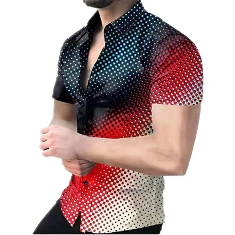 

2023 Summer Men's Clothing Casual Fashion 3D Digital Printed Shirt Single breasted Open Collar Short Sleeve Shirt