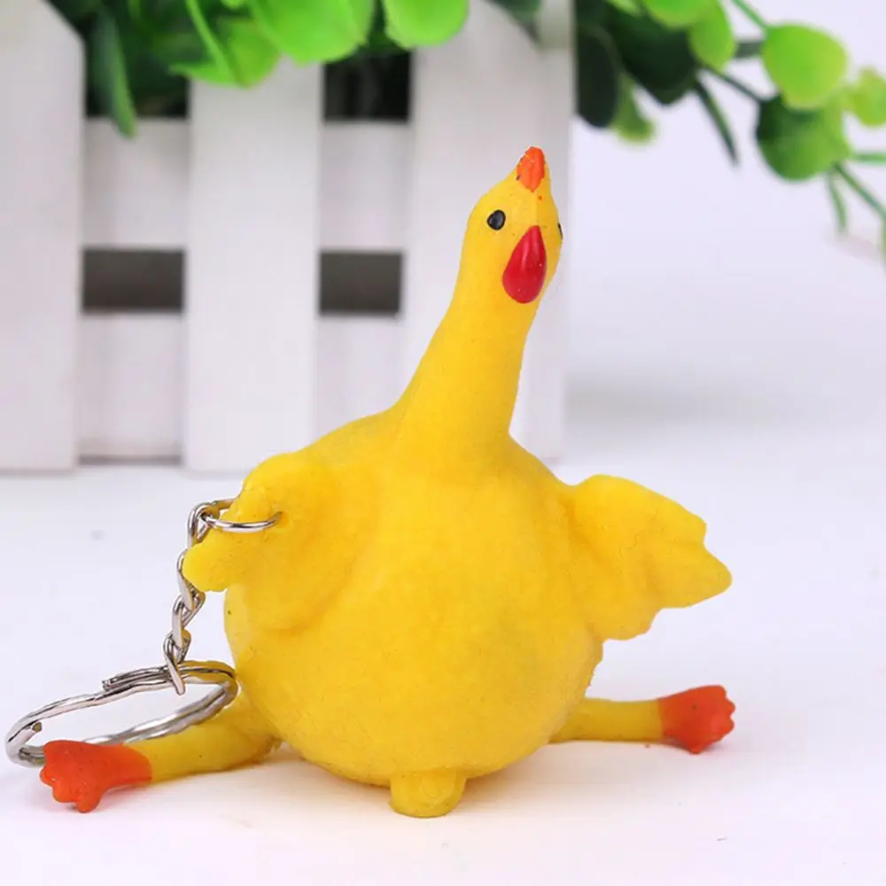 

Hand Yellow Hot Sale Halloween Gift Hens Gadgets Tricky Pranks Funny Chickens Lay Eggs Keychain Vent Toys