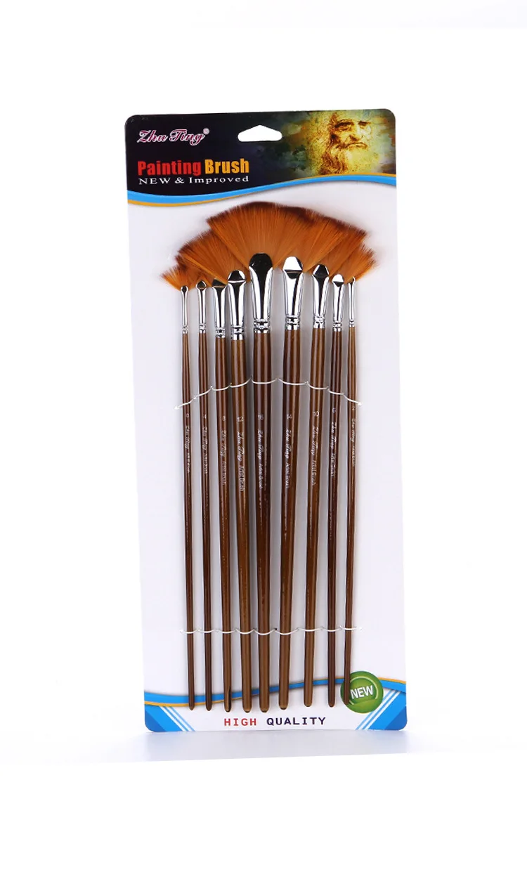 Escovas de Linho Escova de Óleo Suprimentos para Pintura Escova de Pintura Novo Two-color Náilon Cabelo Ventilador Haste Cor Conjunto Arte Aguarela Escova 9 11 Weddings & Events