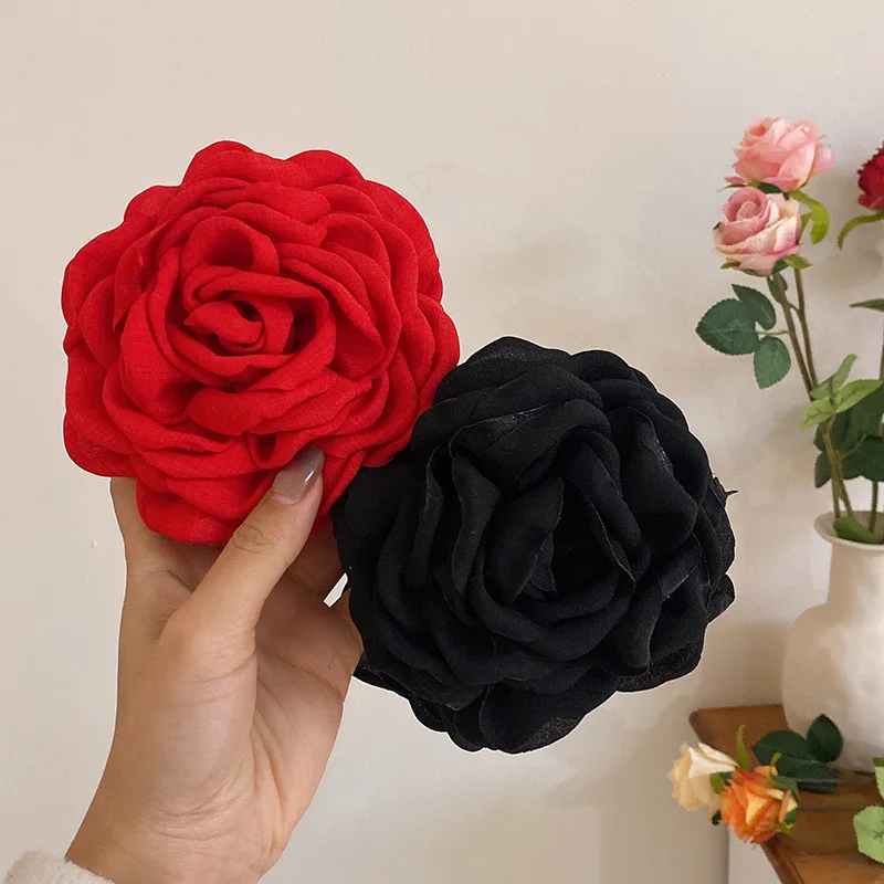 Elegante Stoff Rose Blume Haar Krallen Frauen Französisch Große Haar Clip Krabben Klemme Mode Kopfbedeckung Shark Clip Mädchen Haar Zubehör – Detail 19