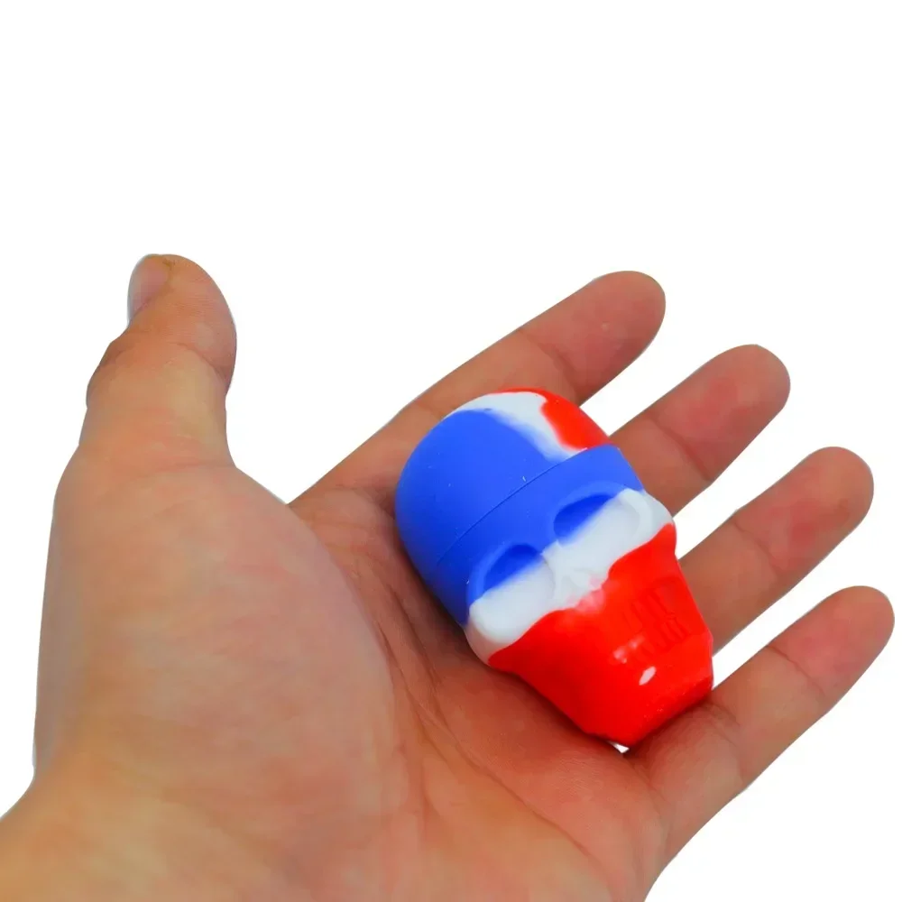 2Pcs Silicone Container Skull Shape 15ml Storage Oil Jar Box Nonstick Wax Portable