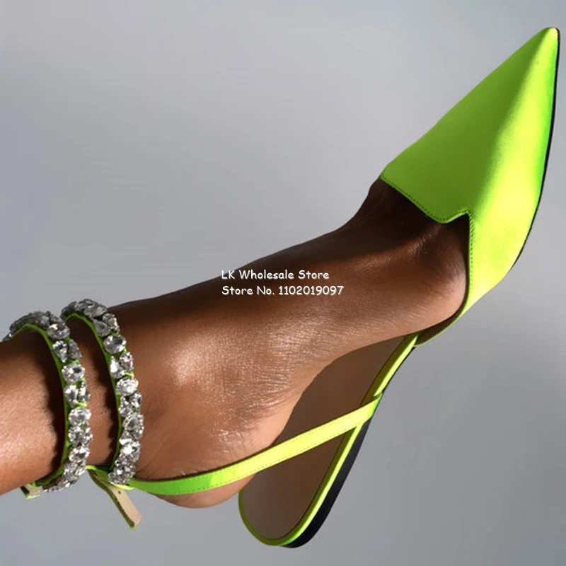 

Women Flat Sandals Crystal Strap Buckle Fastening Ankle Strap Pointed Toe Stiletto Comfort Flats PVC Suede Mules Plus Size 35-46