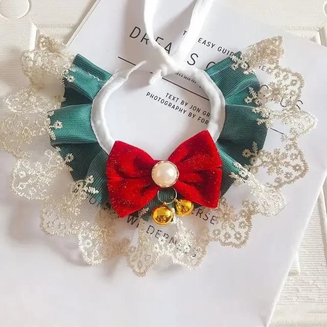 Cute Organza Lace Bowknot Cat Collar Pet Ornament Scarf Accessories Pet Saliva Towel Cat Dog Decor Pet Neck Strap Cat Dog 6