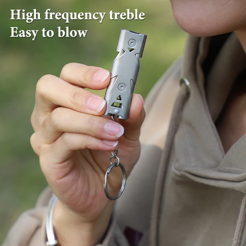 Sifflet double tube pendentif porte-clés haute puissance pour survie camping pêche France